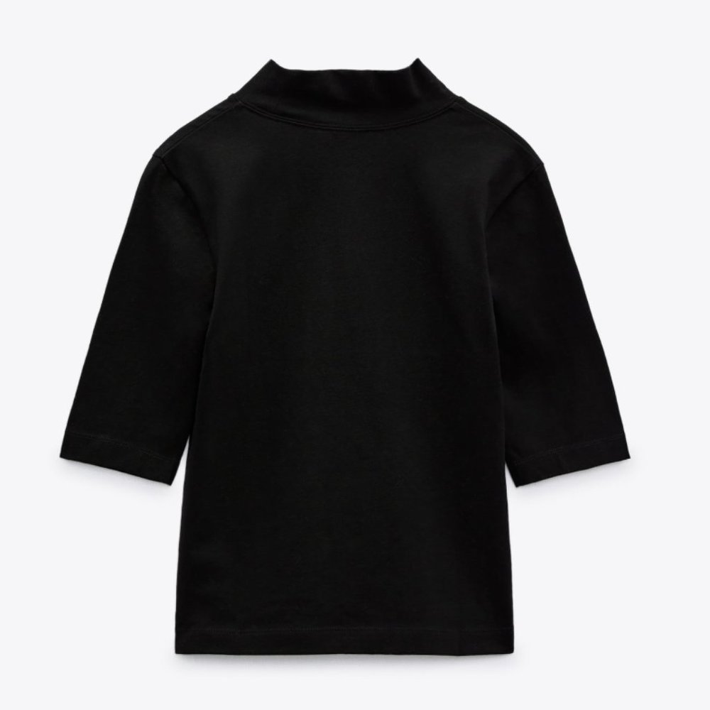 ZARA BLACK MOCK NECK 3/4 SLEEVE TOP